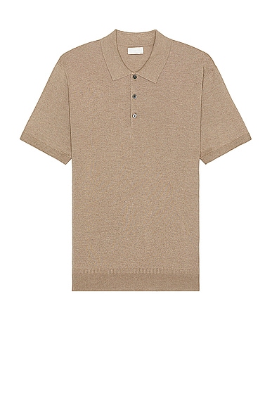 Lux Short Sleeve Silk Cash Polo in Brown