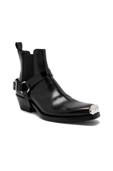 CALVIN KLEIN 205W39NYC Leather Western Harness Boots in Black | FWRD
