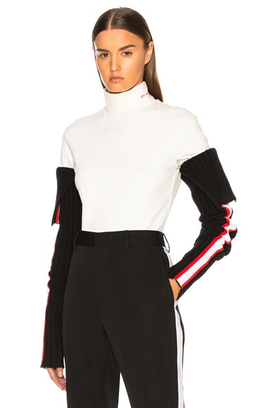 Intarsia Stripe Trim Rib Knit Sleeves