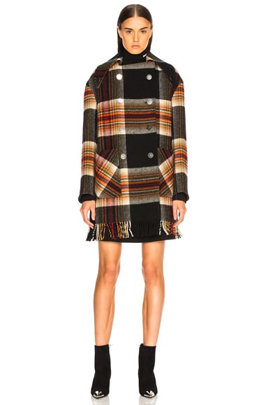 Double Breasted Plaid Blanket Coat