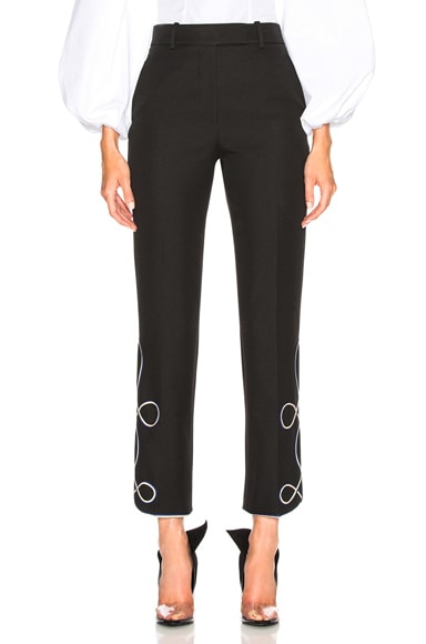 Uniform Twill Embroidered Cropped Trousers