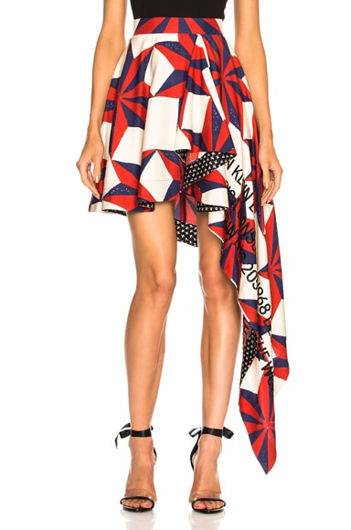 Printed Asymmetric Ruffle Skirt