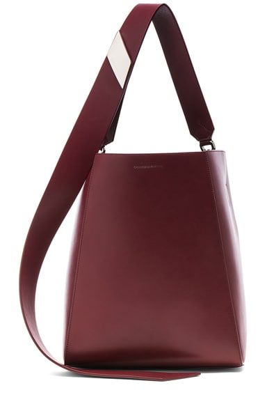 Luxe Calf Leather Stripe Link Bucket Bag