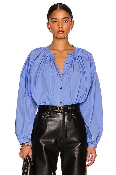 CO Balloon Sleeve Blouse in Oxford Blue | FWRD