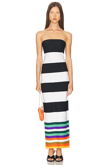 Christopher John Rogers Strapless Dress in Black Multi