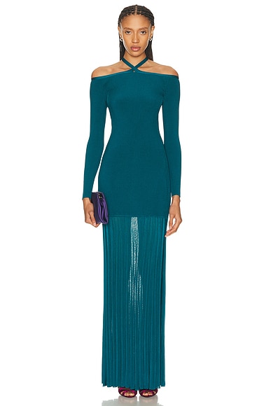 Off-The-Shoulder Long Sleeve Knit Gown