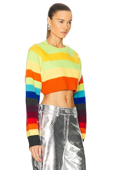 Shop Christopher John Rogers Brushed Striped Cropped Sweater In Multicolor