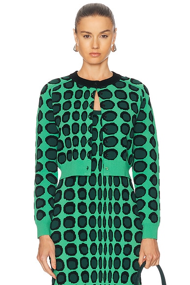 Christopher John Rogers Cropped Cardigan in Arsenic Multi