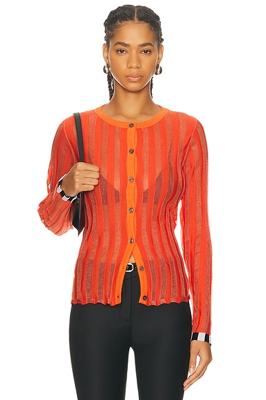 Christopher John Rogers Pleated Cardigan in Mabolo