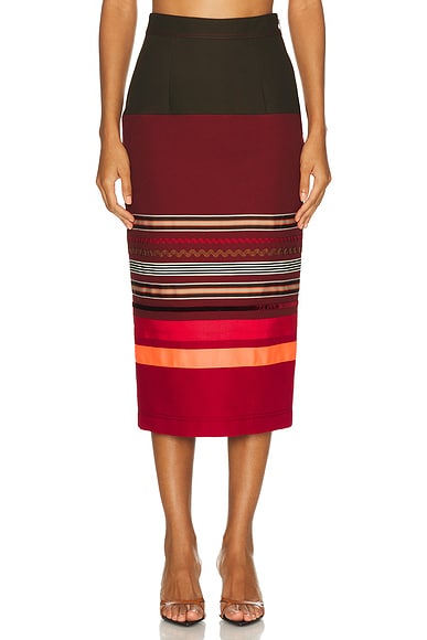 Christopher John Rogers Colorblock Pencil Skirt in Sarsaparilla Multi