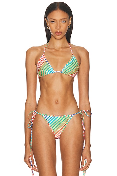 Christopher John Rogers String Bikini Top in Raiinbow Multi