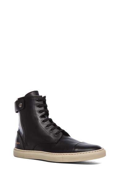 Common Projects Training Leather Boots in Black | FWRD