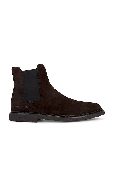 Common Projects Suede Chelsea Boots in Olive FWRD