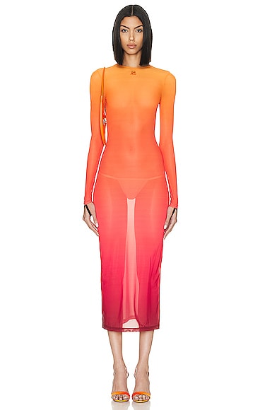 Courreges 2nd Skin Dress In Gradient Sunset