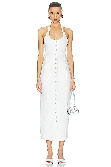 Shop Courrèges Multiflex Long Dress In Heritage White