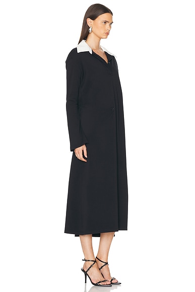 Shop Courrèges Twist Cotton Polo Long Dress In Black