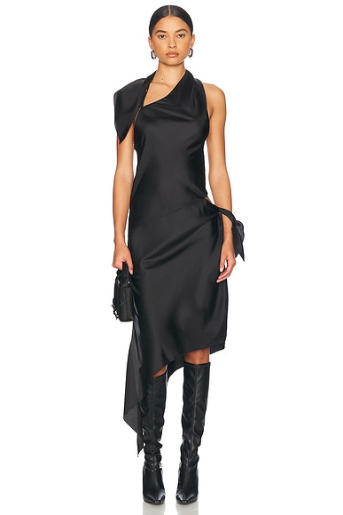 Courreges Knot Slash Silk Dress in Black