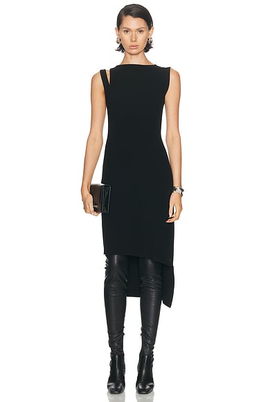 Courreges Oblique Square Rib Dress in Black