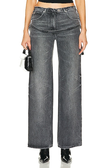 Courreges One Strap Baggy Wide Leg in Stonewashed Grey