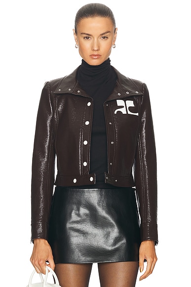 Courreges Reedition Vinyl Jacket in Chocolate