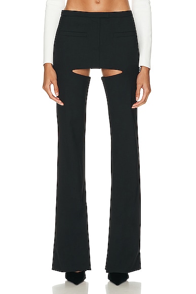 Courreges Chaps Wool Pant in Black