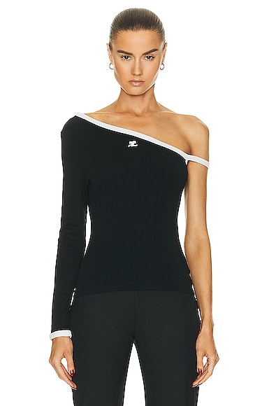 Courreges Contrast Top in Black & Heritage White