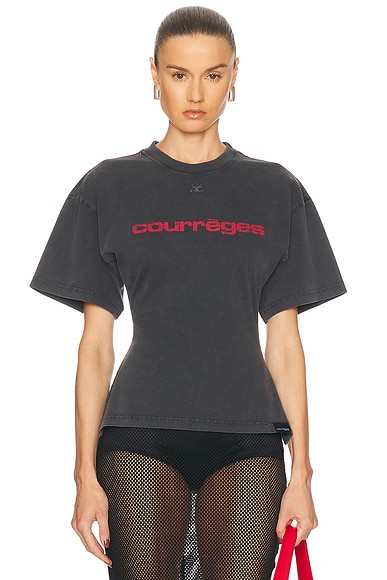 Balenciaga Paris Medium Fit T-Shirt in Black & White | FWRD