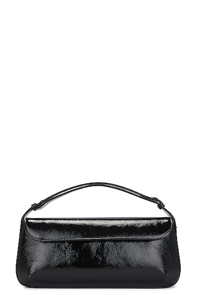 Courreges Sleek Naplack Leather Baguette Bag in Black