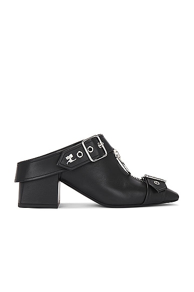 Courreges Gogo Leather Mules in Black