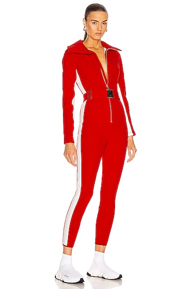Cordova Ski Suit in Stripes,Red
