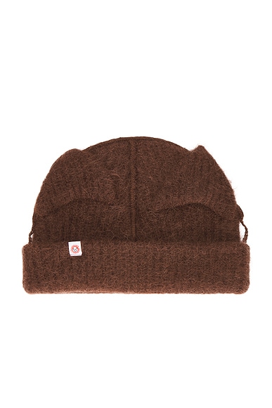 Charles Jeffrey LOVERBOY Alpaca Chunky Ears Beanie in Brown