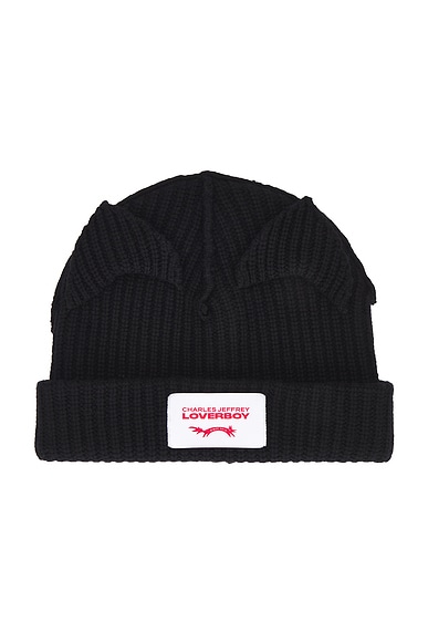 Charles Jeffrey LOVERBOY Supersized Chunky Ears Beanie in Black