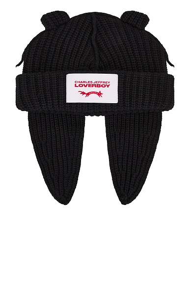 Charles Jeffrey LOVERBOY Chunky Rabbit Beanie in Black | FWRD