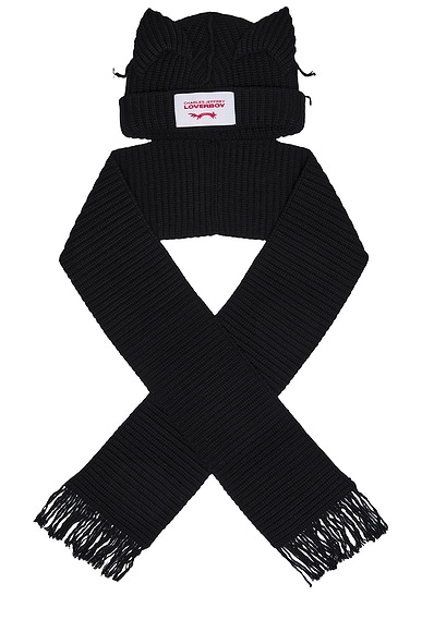 Charles Jeffrey LOVERBOY Chunky Ears Beanie Scarf in Black