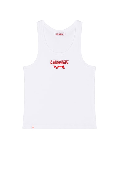 Charles Jeffrey LOVERBOY Logo Tank Top in White And Red