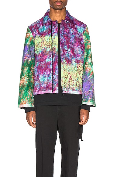 Craig Green Vibrating Floral Line Stitch Worker Jacket in Purple