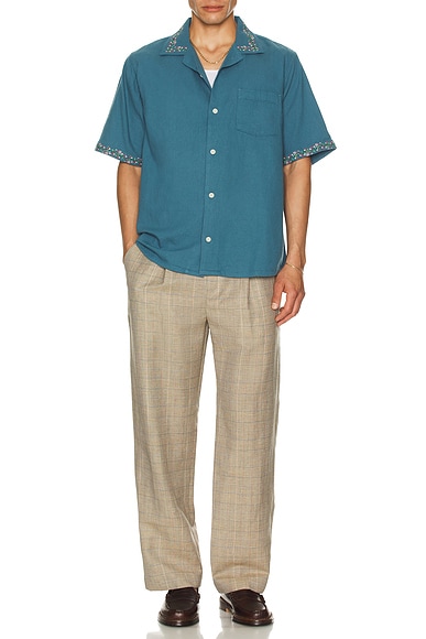 Hopsack Embroidered Camp Shirt
