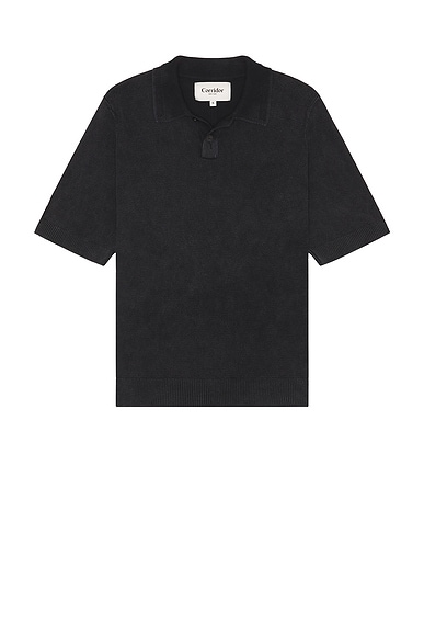 Corridor Rice Stitch Polo in Black