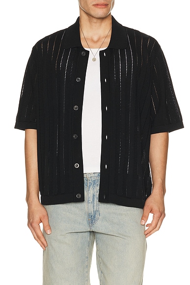 Pointelle Stripe Buttondown