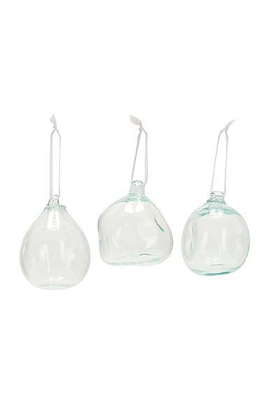 Completedworks Set Of 3 Recycled Glass Ornaments In Clear