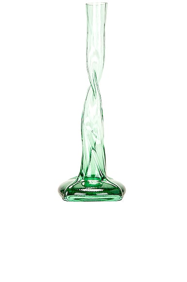 Completedworks Glass Candlestick In Green Fleck