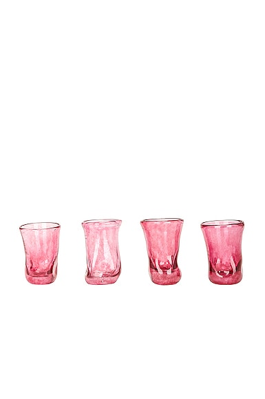 Recycled Glass Set Of 4 Tiny Glasses