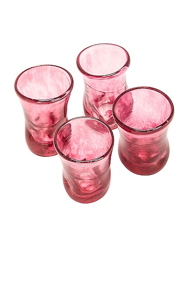 Shop Completedworks Recycled Glass Set Of 4 Tiny Glasses In Magenta