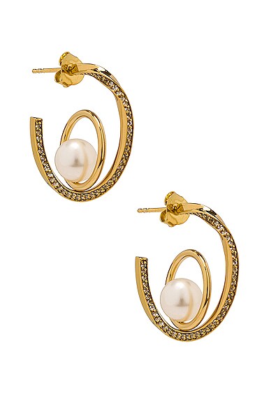 Completedworks Encapsulated Pearl Earrings in Metallic Gold