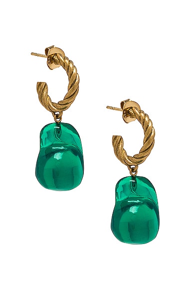 Completedworks Resin Drop Earrings in Green & 18k Gold