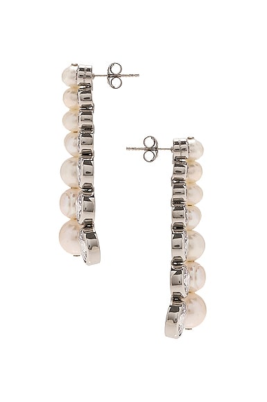 Shop Completedworks Recycled Silver Fresh Water Pearl & Stone Earrings In Platinum Plate