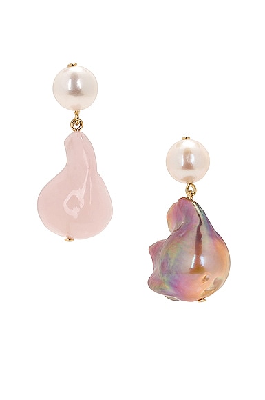 Completedworks Recycled Silver Bio Resin Pearl Earrings in Pink & 18k Gold Plate