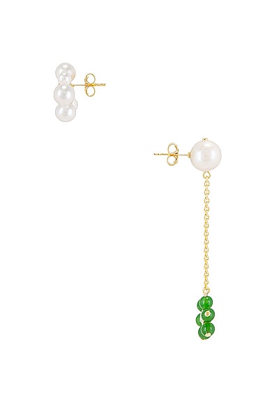 Shop Completedworks Jade Bead Earrings In Recycled Silver  Jade  & 18k Gold Plate