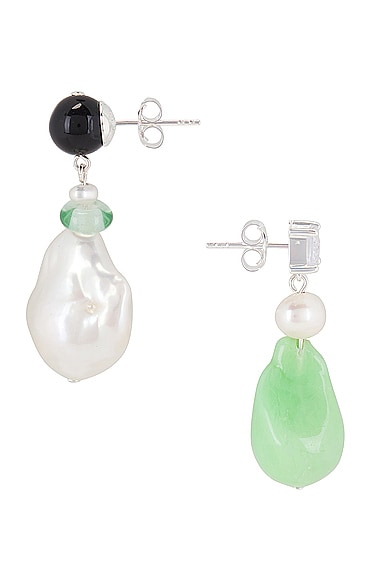 Shop Completedworks Mis Match Earrings In Recycled Silver & Jade