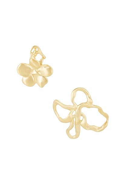 Flower Earrings in Metallic Gold